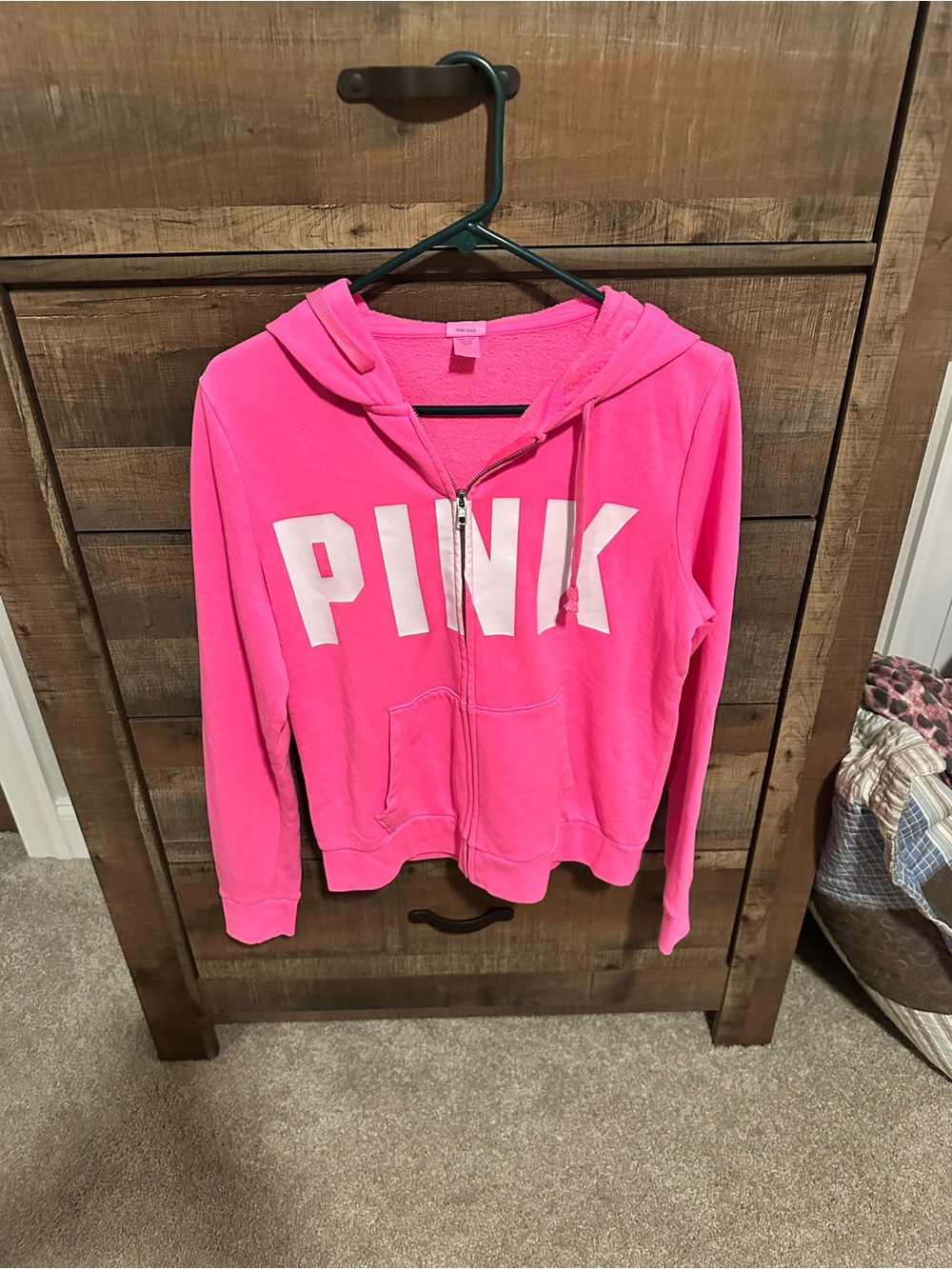 PINK Victoria's Secret Hot Pink Zip-Up Hoodie
